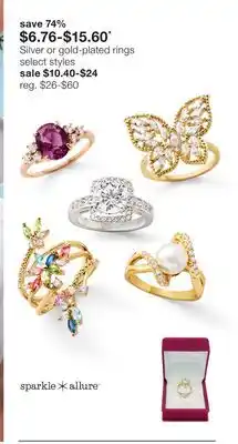 JC Penney Silver or gold-plated rings offer