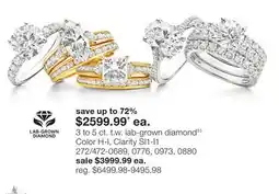 JC Penney 3 to 5 ct. t.w. lab-grown diamond‡◊ Color H-I, Clarity SI1-I1 offer