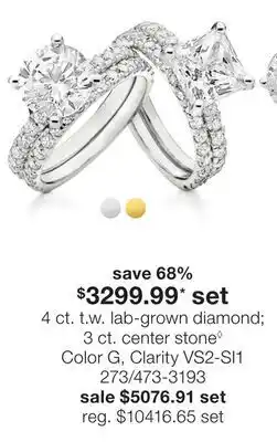 JC Penney 4 ct. t.w. lab-grown diamond 3 ct. center stone◊ offer
