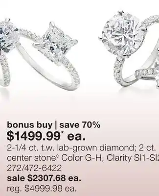 JC Penney 2-1/4 ct. t.w. lab-grown diamond 2 ct. center stone◊ offer