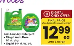 ACME Gain Laundry Detergent Flings! Auto Dose 60 ct. pkg. Liquid 144 fl. oz. btl offer