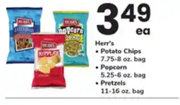 ACME Herr's Potato Chips 7.75-8 oz. bag, Popcorn 5.25-6 oz. bag, Pretzels 11-16 oz. bag offer