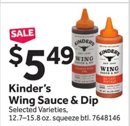 Stop&Shop Kinder's Wing Sauce & Dip offer