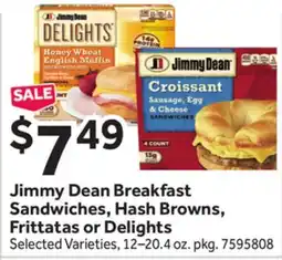 Stop&Shop Jimmy Dean Breakfast Sandwiches, Hash Browns, Frittatas or Delights offer