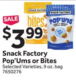 Stop&Shop Snack Factory Pop'Ums or Bites offer