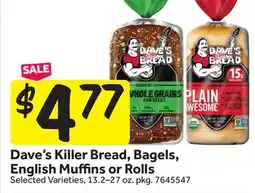 Stop&Shop Dave's Killer Bread, Bagels, English Muffi ns or Rolls offer