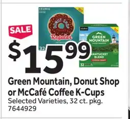 Stop&Shop Green Mountain, Donut Shop or McCafé Coffee K-Cups offer