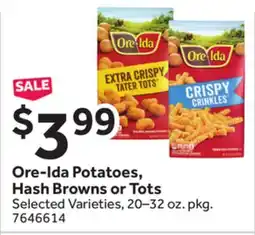 Stop&Shop Ore-Ida Potatoes, Hash Browns or Tots offer