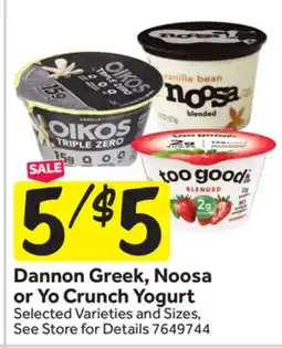 Stop&Shop Dannon Greek, Noosa or Yo Crunch Yogurt offer