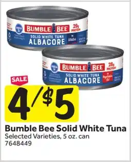 Stop&Shop Bumble Bee Solid White Tuna offer