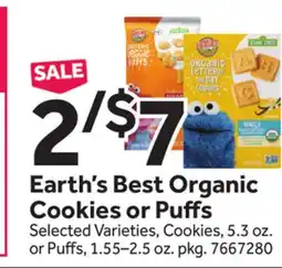 Stop&Shop Earth's Best Organic Cookies or Puffs offer