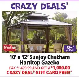 Ocean State Job Lot Sunjoy Chatham 10' x 12' Hardtop Gazebo with Netting offer