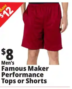 Ocean State Job Lot Men's Famous Maker Performance Tops or Shorts offer