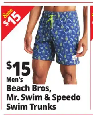 Ocean State Job Lot Men's Beach Bros, Mr. Swim & Speedo Swim Trunks offer