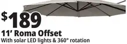 Ocean State Job Lot 11' Roma Offset Patio Umbrella with Solar LED Lights Beige offer