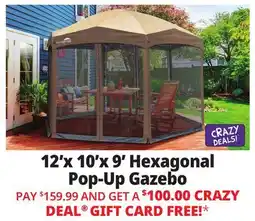 Ocean State Job Lot 12'x 10'x 9' Hexagonal Pop-Up Gazebo offer