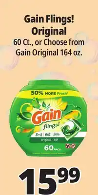 Ocean State Job Lot Gain Flings Oxi Boost and Febreze Original Scent Laundry Detergent Pacs 60 Count offer
