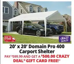 Ocean State Job Lot 20' x 20' Domain Pro 400 Carport Shelter offer