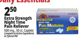 Ocean State Job Lot Health Star Night Time Extra Strength 500 mg Acetaminophen Pain Reliever Caplets 50 Caplets offer