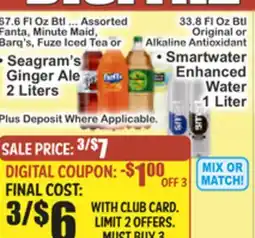 Food Universe • Seagram's Ginger Ale 2 Liters • Smartwater Enhanced Water offer