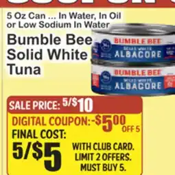 Food Universe Bumble Bee Solid White Tuna offer