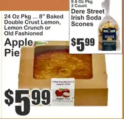 Food Universe 24 Oz Pkg ... 8 Baked Double Crust Lemon, Lemon Crunch or Old Fashioned Apple Pie offer