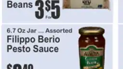 Food Universe 6.7 Oz Jar ... Assorted Filippo Berio Pesto Sauce offer