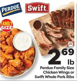 Weis Markets Perdue Family Size Chicken Wings or Swift Whole Pork Ribs offer