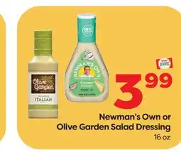 Weis Markets Newman's Own or Olive Garden Salad Dressing offer