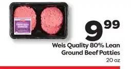 Weis Markets Weis Quality 80% Lean Ground Beef Pattie s offer