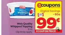Weis Markets Weis Quality Whipped Topping offer