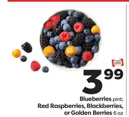 Weis Markets Blueberries pint Red Raspberries, Blackberries, or Golden Berries 6 oz offer