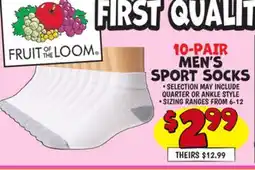 Ollie's 10-PAIR MEN'S SPORT SOCKS offer
