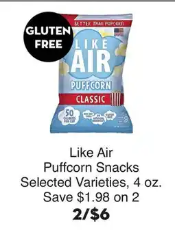 Bristol Farms Like Air Puffcorn Snacks offer