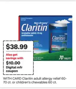 CVS Claritin adult allergy relief 60-70 ct. or children's chewables 60 ct offer