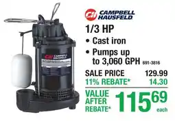 Menards 1/3 HP • Cast iron • Pumps up to 3,060 GPH offer