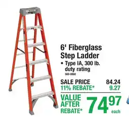 Menards 6' Fiberglass Step Ladder offer