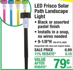 Menards LED Frisco Solar Path Landscape Light offer