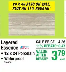 Menards Mohawk Layered Essence, 12 x 24 Porcelain, Waterproof offer