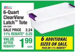 Menards Sterilite 6-Quart ClearView Latch Tote offer