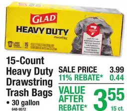 Menards 15-Count Heavy Duty Drawstring Trash Bags offer