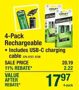 Menards 4-Pack Rechargeable offer