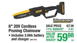 Menards Yardworks 6 20V Cordless Pruning Chainsaw offer