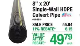 Menards 8 x 20' Single-Wall HDPE Culvert Pipe offer
