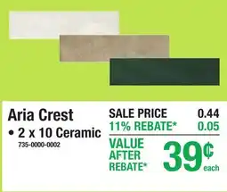 Menards Aria Crest offer