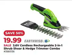Runnings Earthwise 3.6V Cordless Rechargeable 2-in-1 Shrub Shear & Hedge Trimmer Combo offer
