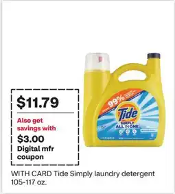 CVS Tide Simply laundry detergent 105-117 oz offer