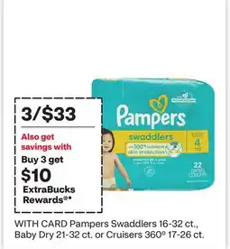 CVS Pampers Swaddlers 16-32 ct., Baby Dry 21-32 ct. or Cruisers 360º 17-26 ct offer