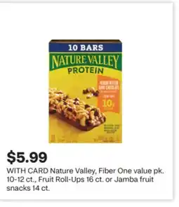 CVS Nature Valley, Fiber One value pk. 10-12 ct., Fruit Roll-Ups 16 ct. or Jamba fruit snacks 14 ct offer