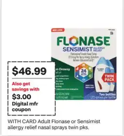CVS Adult Flonase or Sensimist allergy relief nasal sprays twin pks offer